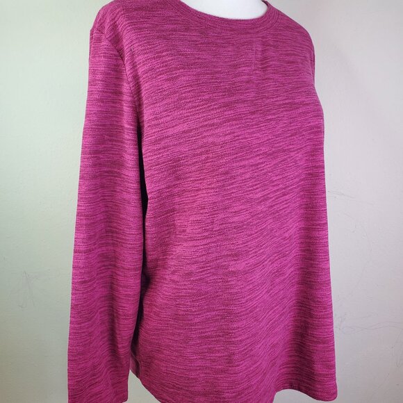 Karen Scott Tops - Karen Scott Womens Magenta Fleece Marled Sweatshirt PXL